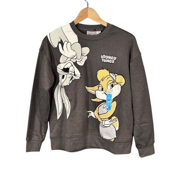 Looney Tunes Womens Charcoal Sweatshirt Featuring Bugs Bunny & Lola Bunny S - Picture 1 of 6